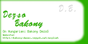 dezso bakony business card